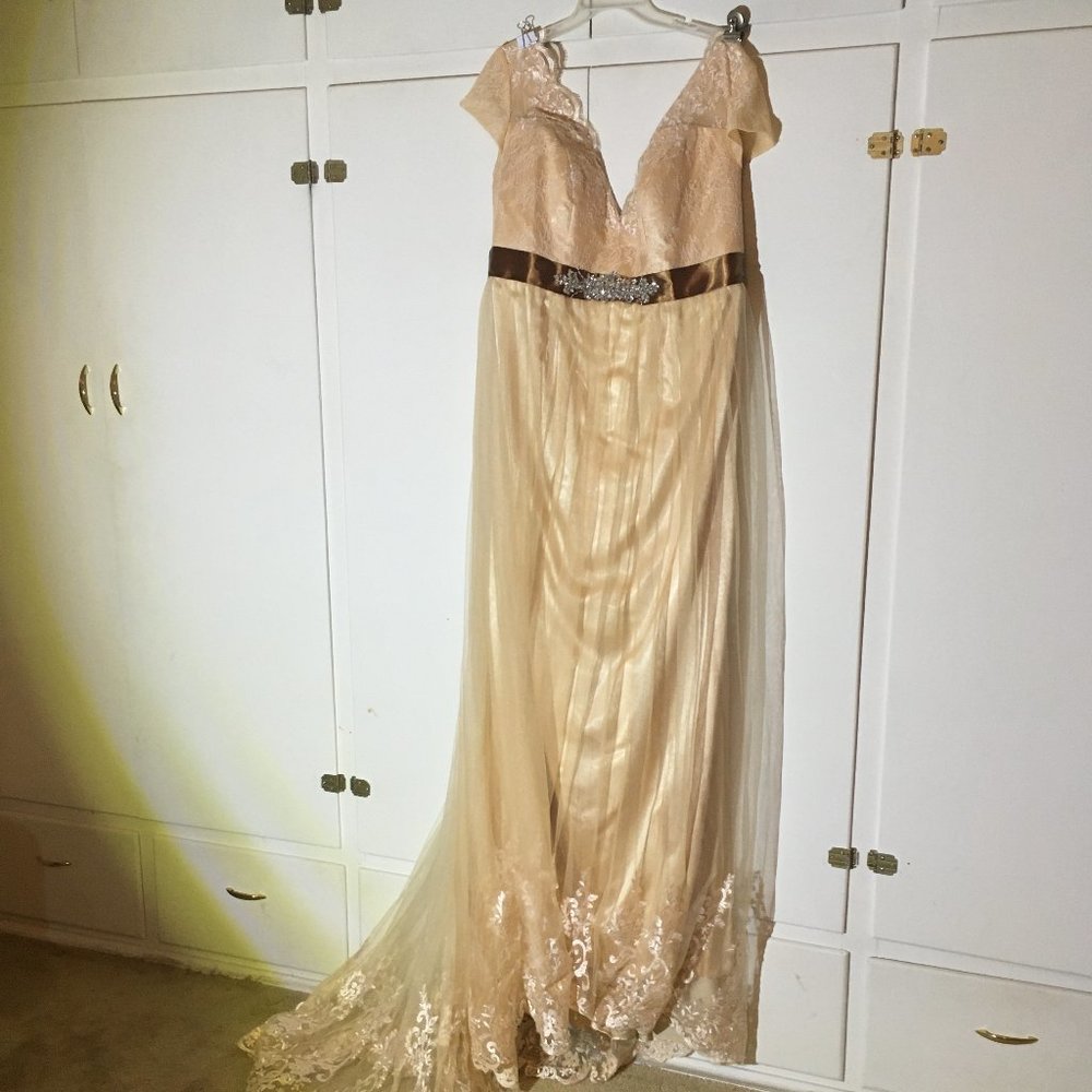 Cream Colored Wedding/ Bridesmaid/Prom Gown - Picture 3 of 16